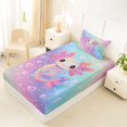 thumbnail image 4 of Manfei Kawaii Axolotl Twin Sheets,Dreamy Rainbow Gradient Bedding,3 Pieces,1 Flat Sheet,1 Fitted Sheet and 1 Pillowcase, 4 of 6