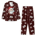 thumbnail image 3 of Yuyamidu Santa Men Nightwear Set of 2 HO-HO-HO Button Down Pj Relaxed Lounge Wear Size S Men's Long Sleeve Nightwear Christmas Sleepwear with Pockets, Red Black Stripes, 3 of 6