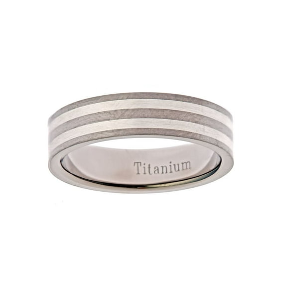 Metals Jewelry Men's / Women's 7mm .925 Silver Inlay Titanium Wedding Ring Comfort Fit Band Size 10