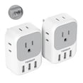 thumbnail image 1 of Adaptador de enchufe TESSAN de EE. UU. a Japón, paquete de 2 con 4 tomas de corriente alterna y 3 USB, 1 of 6