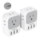 thumbnail image 1 of Adaptador de enchufe TESSAN de EE. UU. a Japón, paquete de 2 con 4 tomas de corriente alterna y 3 USB, 1 of 6