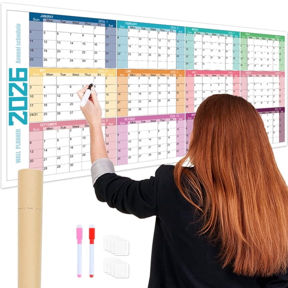 LOVIMAG 2026 Planner, Large Dry Erase Calendar for Wall – Yearly Wall Calendar , 12-Month Undated Blank Calendar Planner for Office, Classroom, Home