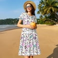 thumbnail image 4 of Rateoe Summer with Flamingo Pattern Women’s Short Sleeve Dress – Casual Elegant Summer A-Line Dress for Everyday Wear, 4 of 6