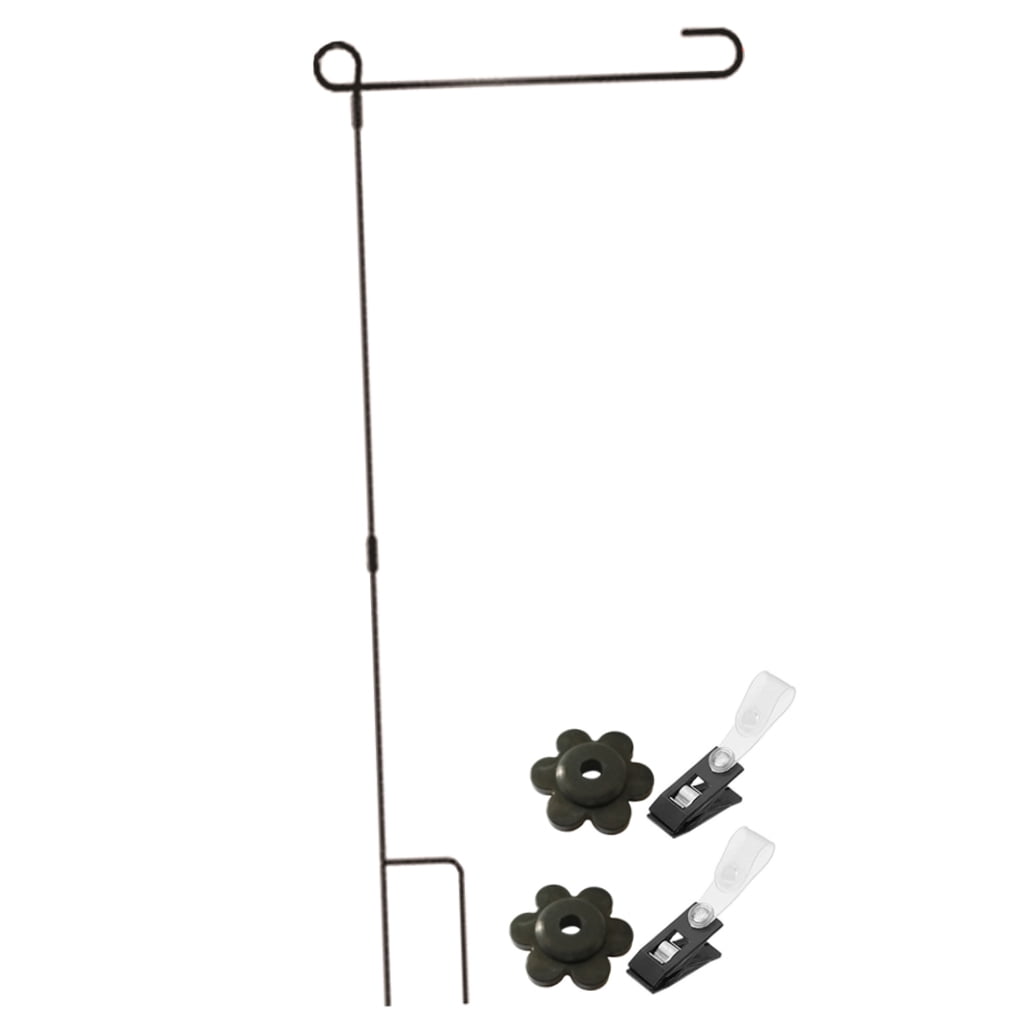 RENACLIPY Heavy Duty Black Metal Garden Flagpole Stand, Outdoor Flag Holder for Yard, Lawn, Patio - 1 Set