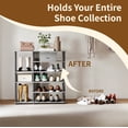 thumbnail image 4 of HOMLUX 6-Tier Wood & Stainless Steel Tubes Shoe Rack, Shoe Shelf Holds up to 13 Pairs for Enterway, French Oak Gray & Black, 4 of 6