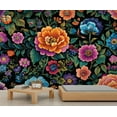thumbnail image 3 of Large Boho Floral Wall Murals - Vibrant Blooms Murals, Seamless Peonies Wall Mural For TV Background, Floral Large Mural 55"W x 28"H (Not Peel and Stick), 3 of 6