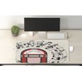 thumbnail image 2 of Jukebox Computer Mouse Pad, Cartoon Antique Old Vintage Radio Music Box Party Notes Artwork, Rectangle Non-Slip Rubber Mousepad X-Large, 35" x 15" Gaming Size, Red Black Grey, by Ambesonne, 2 of 2