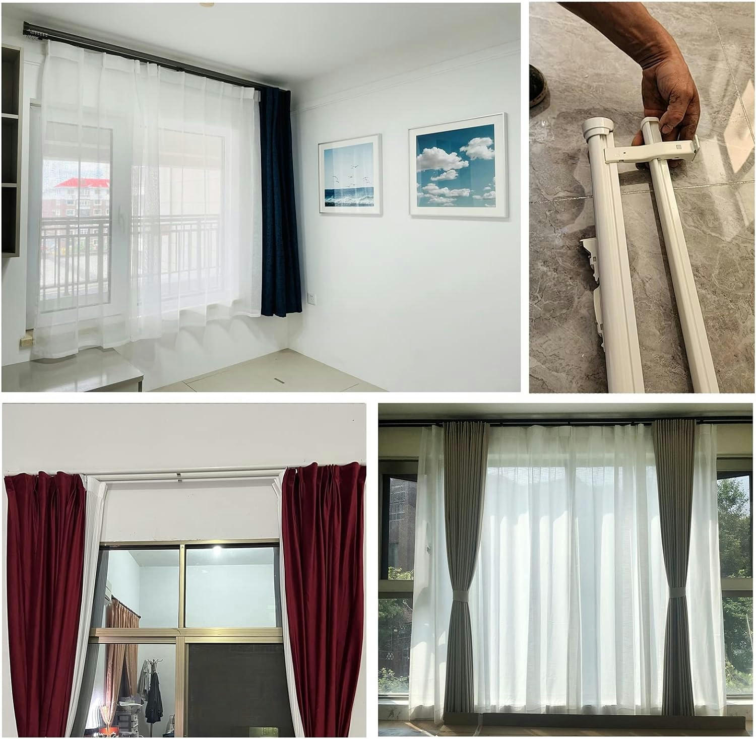 GXCZ Double Curtain Rod With Cap Finials - 100 To 600cm - Double