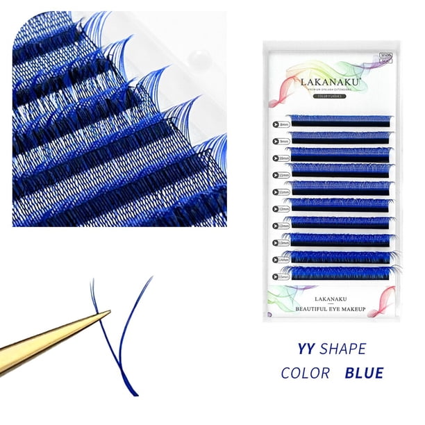 LAKANAKU YY Racimos de pestañas Dos puntas de colores Y Pestañas Proveedor mayorista Extensión Volumen brasileño Cachemira Faux Mink YY Cílios Tan Jianjun unisex