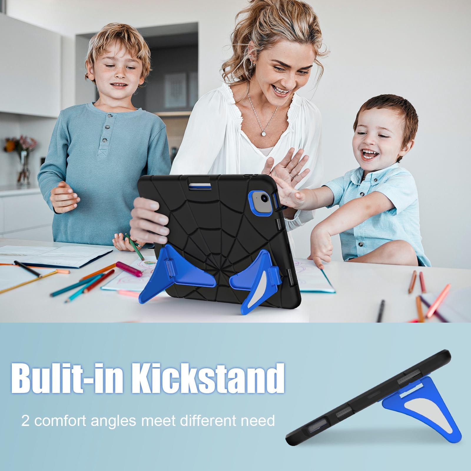Allytechgroup iPad Air 11 Inch 2026 2025 2024 Case, Cute Stylish Design Kids Friendly Rugged Kickstand Lightweight Silicone PC Case with Pencil Holder for Apple iPad Air 11 Inch M4 M3 M2