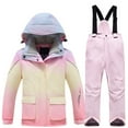 thumbnail image 2 of YMNXA Big Kids Girls Ski Outfit Gradient Windproof Thermal Snowsuit Jacket Pants Warm Thickened Sets For Cold Weather Outdoor Activities Light Pink 7-8 Years, 2 of 6
