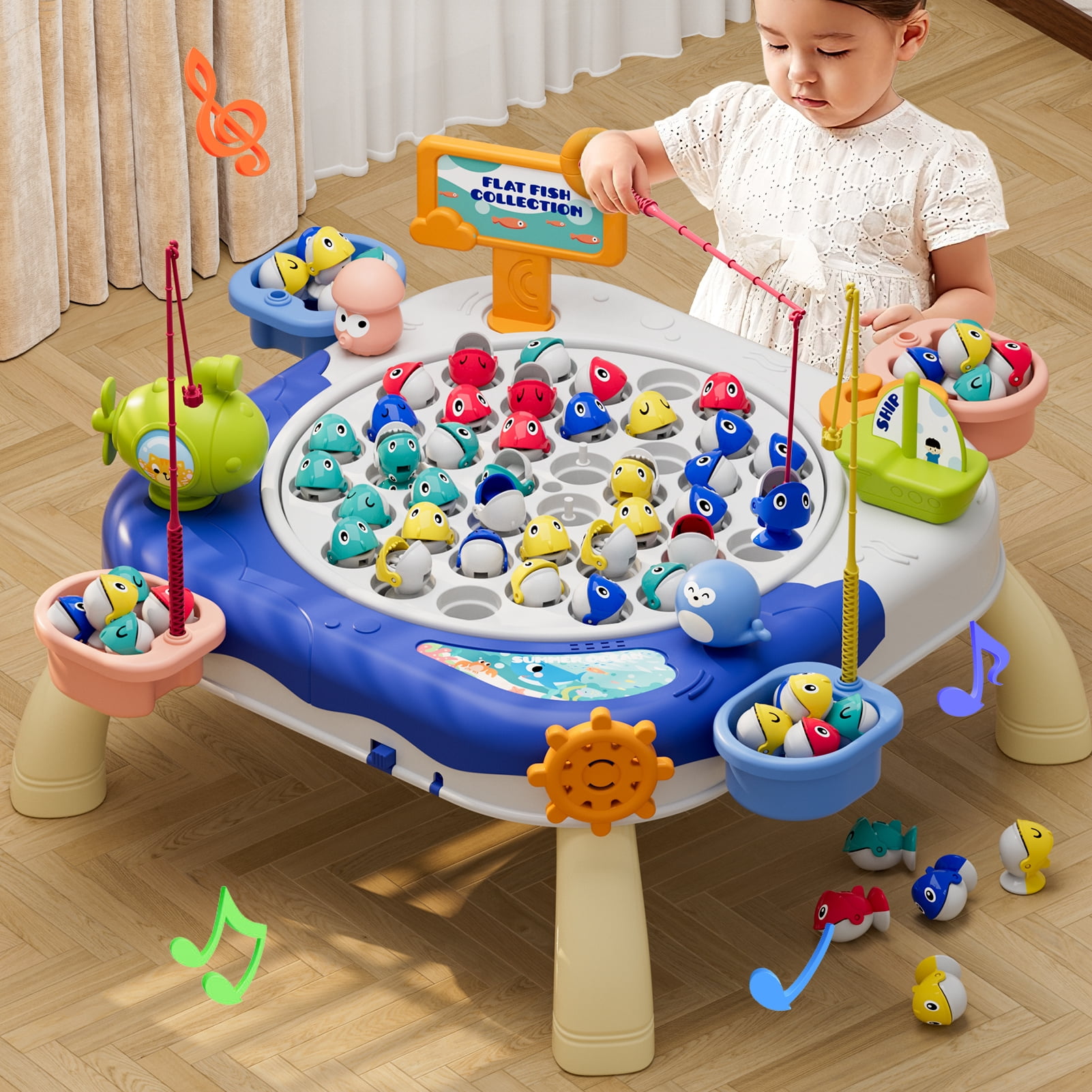 Jiakora Magnetic Fishing Game, 42 Fish, 10 Rods, Toddler Toy Ages