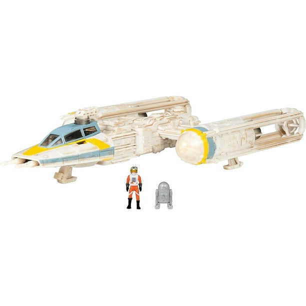 Star Wars Micro Galaxy Squadron Gold Leader'S Y-Wing - Vehículo clase Starfighter de 5 pulgadas con accesorios para microfiguras de Jon Vander y R2-Bhd de 1 pulgada