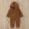 thumbnail image 2 of Aayomet Baby Winter Romper Toddler Baby Girl Boy Outfit Pumpkin Sweatshirt Oversized Onesie Bubble Romper Sweater Clothes,Brown 3-6 Months, 2 of 5