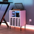 thumbnail image 2 of Costway Support de Tourne-Disque avec Support de Rangement pour Vinyle et Tablette Table Blanc Blanc, 2 of 10