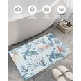 thumbnail image 5 of Shag Bath Rugs Ocean Sea Turtle Coral Seamless Plush Soft Fluffy Doormat Floor Carpet,Non-Slip Living Room Bedroom Kitchen Entryway Door Mats Coastal Beach Coral Seashell Blue, 5 of 6