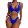 thumbnail image 2 of Babysbule Women's Bikini Sets Swimsuit Summer Ladies Solid Swimwear Two-piece Slim Bikini Straped Bathing Suit, 2 of 7