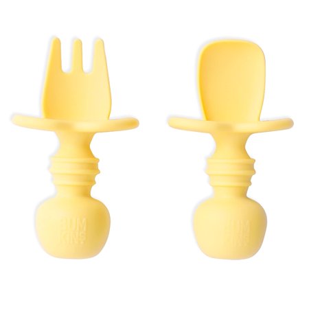 Bumkins Baby Feeding Chewtensils Training Fork and Spoon Set Utensils Ages 6 Mos+ (Pineapple)