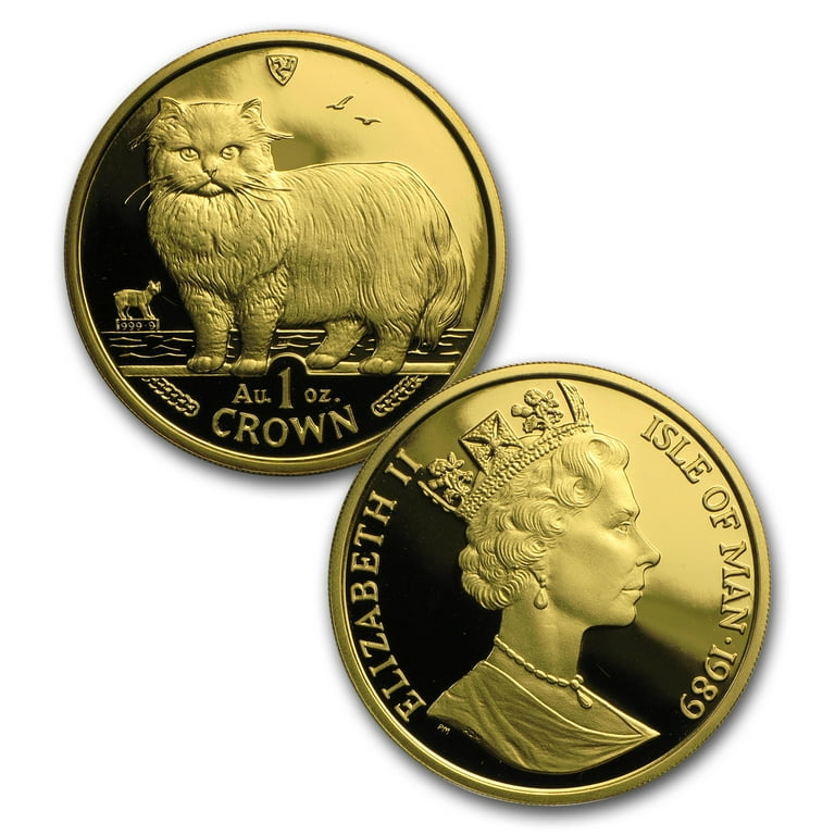 1989 Isle of Man 5-Coin Gold Persian Cat Proof Set (w/ Box & COA