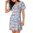 thumbnail image 2 of Picia Rose Flowers Pattern Women’s Nightdress – Casual Short-sleeved Loose-Fit Sleepwear, Soft Cotton Short-Sleeve Sleep Shirt for Relaxation & Comfort, 2 of 6