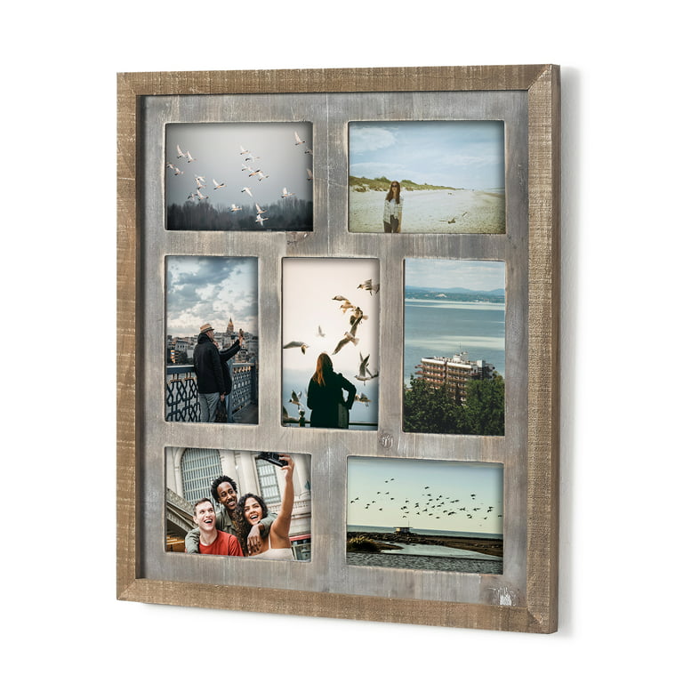 Joveco Distressed Wooden Photo Frame Collage with 7-4x6 Openings 