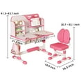 thumbnail image 3 of YNCE Kids Study Desk and Chair Set, Height Adjustable Kids Table and Chairs, Children School Study Homework Desk with Large Writing Board & Bookshelf, Ideal Gifts for Girls 8-12 for Bedroom, 3 of 8