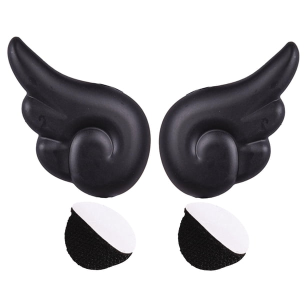 2 piezas de accesorios para casco de motocicleta con alas de ángel, aptos para casco de esquí y snowboard. Negro