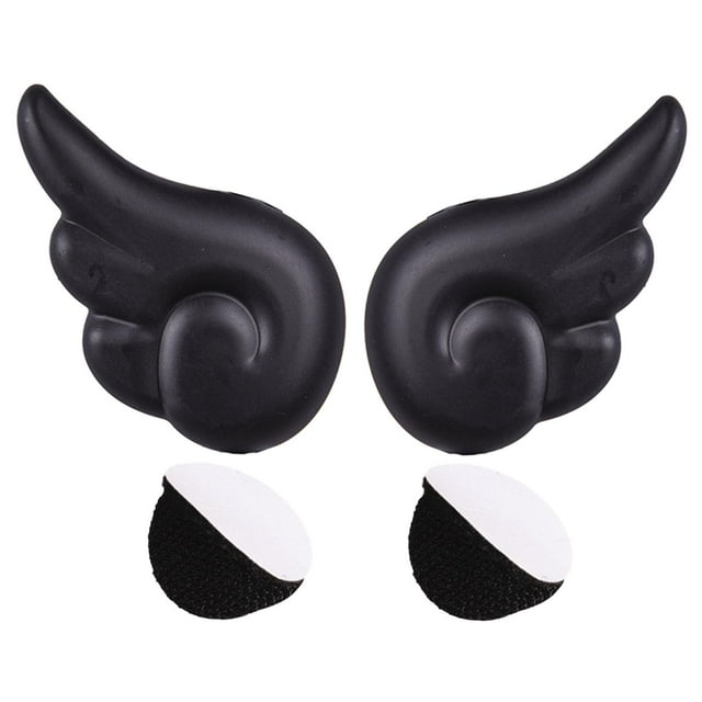 2 piezas de accesorios de alas de ángel para casco de motocicleta, aptos para casco de bicicleta y scooter. Negro
