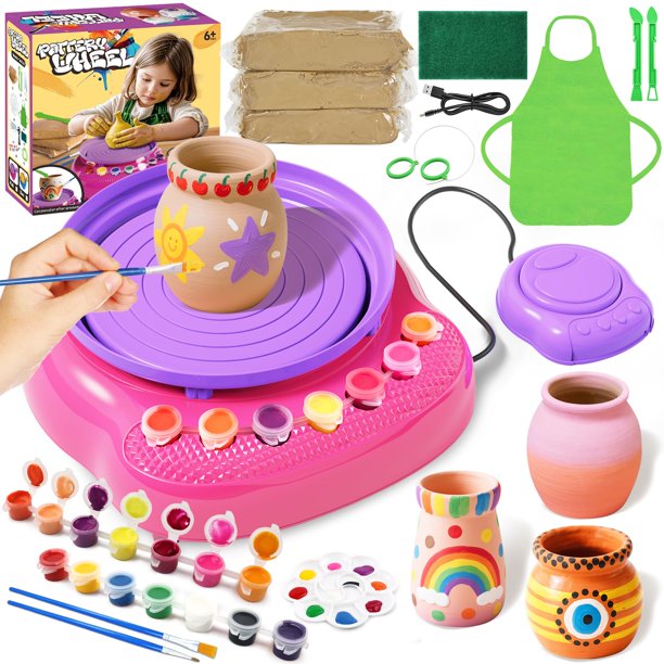 Rueda de cerámica Einailvk para niños de 8 a 12 años con arcilla y kit de herramientas