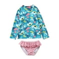 thumbnail image 1 of Uccdo Toddler Girls Rashguard Two Pieces Swimsuit Set Kids Cartoon Long Sleeve Bathing Suits Swimwear 1-10T, 1 of 5