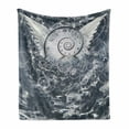 thumbnail image 1 of Psychedelic Soft Flannel Fleece Throw Blanket, Surreal Paint with Wings and Time Spiral in Cloud with Circles Geometry Image, Cozy Plush for Indoor and Outdoor Use, 50" x 60", Grey, by Ambesonne, 1 of 6