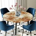 thumbnail image 5 of Elastic Fitted Round Tablecloth, Brown Ombre Waterproof Stretch Table Cover for 55"-60" Tables, Gradient Abstract Art Vintage Washable Outdoor Tablecloths for Patio, Picnic, Camping, 5 of 9