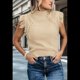 thumbnail image 4 of Suéter Sin Mangas para Mujer, Cuello Alto, Punto , Flecos, Mangas , Estilo Bohemio, Moderno, Caqui, XL, 4 of 10