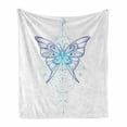 thumbnail image 1 of Alchemy Soft Flannel Fleece Throw Blanket, Boho Art Vintage Engraved Butterfly Dreamcatcher, Cozy Plush for Indoor and Outdoor Use, 50" x 60", Persian Blue and Aqua, by Ambesonne, 1 of 5