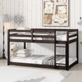 thumbnail image 4 of Harper & Bright Designs Twin over Twin Bunk Bed with Ladder, Floor Bunk Bed with Solid Wood Frame and Guardrail for Boys Girls, Espresso, 4 of 11