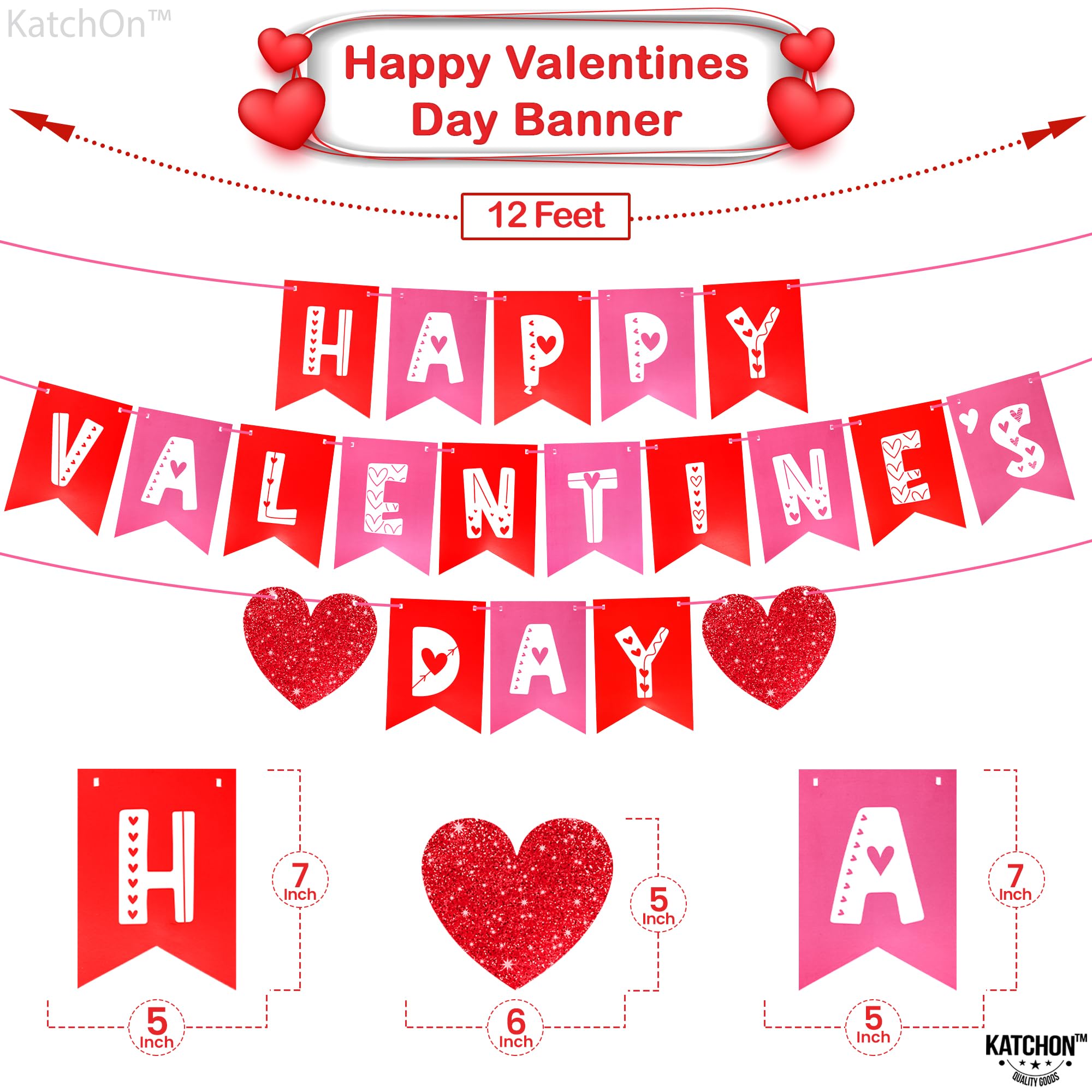 KatchOn, Valentines Day Decorations Arch Set - Pack of 115 | Happy Valentines Day Banner 12 Feet, No DIY with Love Balloons Script | Heart Balloons, Valentines Day Decorations