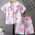 thumbnail image 4 of MIASHUI Toddler Boy Beach Outfit Set Summer Print Button Down Shirt Short Pants,White,2-3 Years, 4 of 7