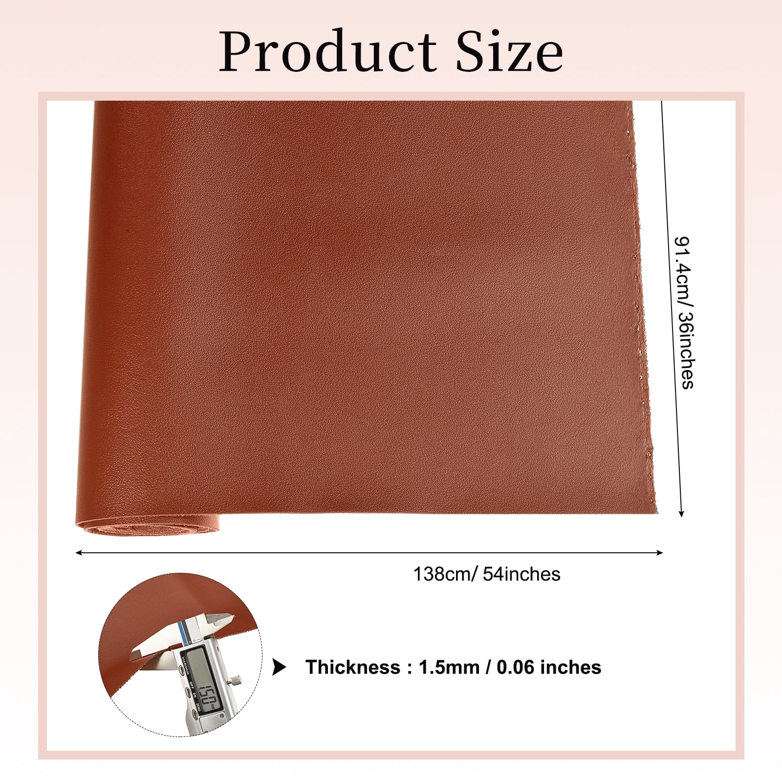 Uxcell Marine Vinyl Fabric, 54 Inch 1 Yard Upholstery Faux Leather Soft Waterproof Sheets Fabric for Crafts DIY Sewings Sofa Wallets Handbag Car, Reddish Brown