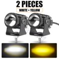 thumbnail image 1 of [Disponible Listo] Blanco Amarillo Dual Color Motocicleta LED Faro Lente De Ojo De Pez Mini Luz De Conducción Spotligh 9-85V Antiniebla 3000k huangjie unisex, 1 of 2