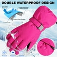 thumbnail image 2 of ThxToms Kids Winter Gloves, Waterproof Ski Snow Gloves for Boys and Girls, Winter Warm Gloves for Cold Weather Outdoor Play ( Rose Red Ages 7-10), 2 of 7