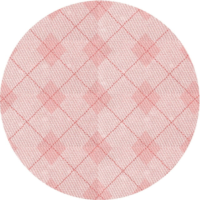 Ahgly Company Machine Washable Indoor Round Transitional Light Coral Pink Area Rugs, 3' Round
