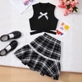thumbnail image 2 of JAJAHO Girls Summer Outfit 2 Piece Sets Sleeveless Bow Crop Top With Plaid Skirt Kids Girl Clothes 7-12 Years Stylish Outfit, 2 of 8