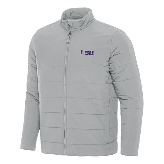 Men's Antigua Gray LSU Tigers Swelter Full-Zip Puffer Jacket