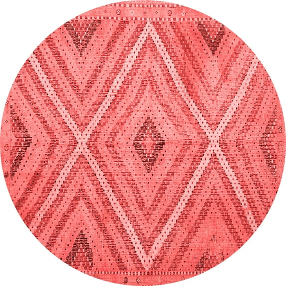 Ahgly Company Indoor Round Southwestern Red Country Area Rugs, 4' Round