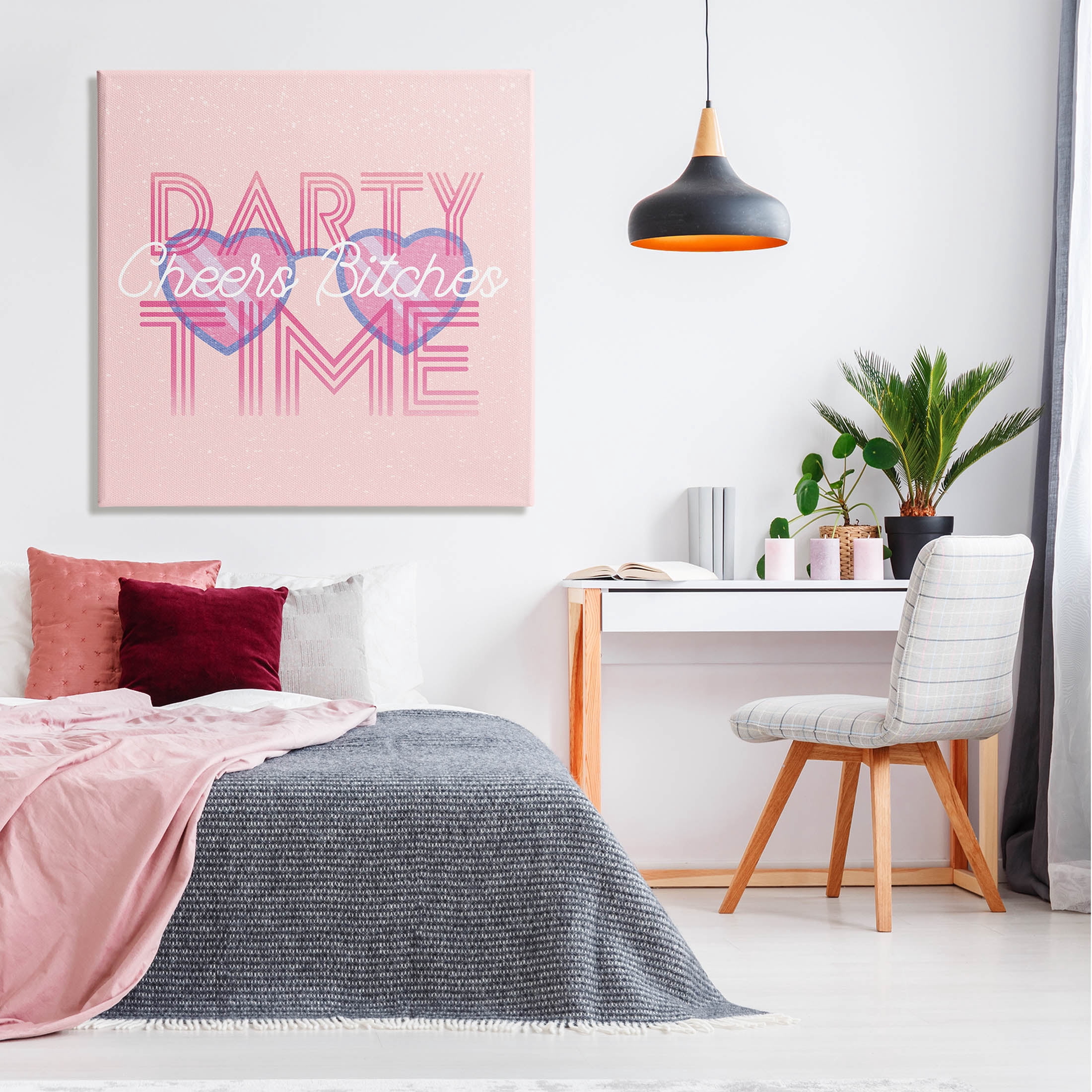 Stupell Industries Cheers Party Time Pink Phrase Graphic Art Gallery Wrapped Canvas Print Wall Art, Design by Lil' Rue