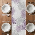 thumbnail image 6 of Purple White Table Runner - 120 Inch Long, Kitchen Dining Table Runner Dresser Scarves, Abstract Grey Chrysanthemum Flower Floral Farmhouse Decor for Coffee Tables Wedding Party Banquet, 6 of 8