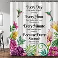 thumbnail image 2 of Floral Birds Inspiration Quotes Shower Curtain, Bible Verse Motivational Quotes Colorful Flower Hummingbird Fabric Shower Curtain Sets, Waterproof Polyester Bathroom Bathtub Decor with Hooks, 72X84in, 2 of 5