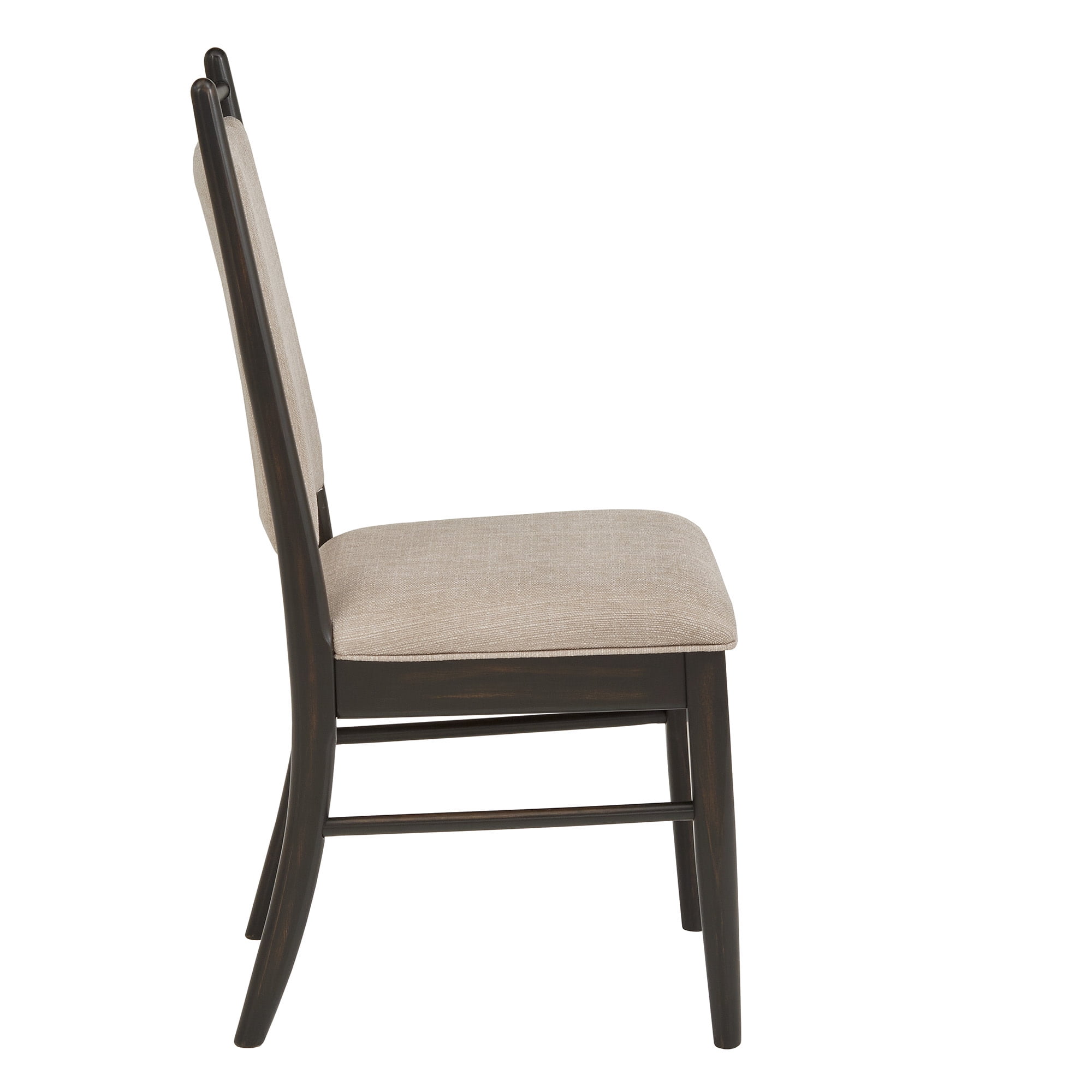 Weston Home Alta Wood Finish Beige Fabric Dining Chair, Set of 2, Black Oak