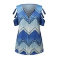 thumbnail image 4 of Pntutb Verano Mujer Cremallera Retro Impresión Cuello en V Suelta Manga Corta Camiseta top Pntutb Pntutb-5497, 4 of 5
