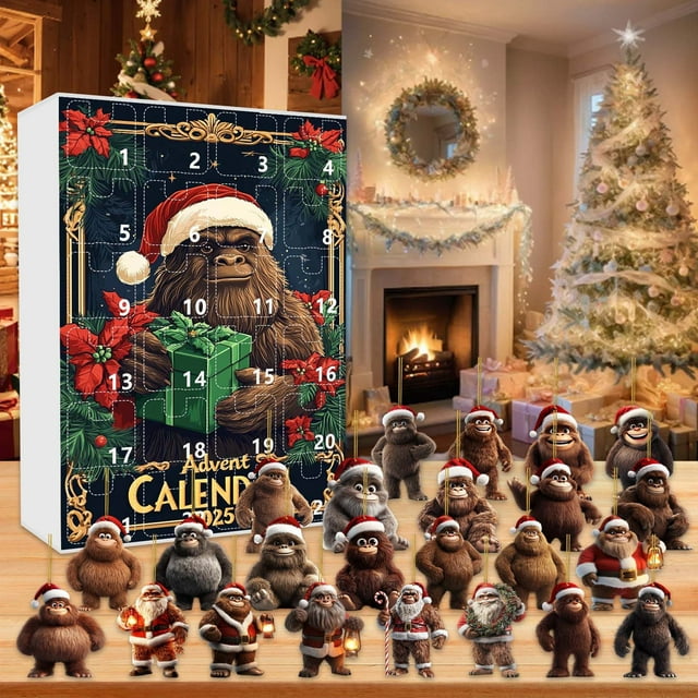 Calendario de Cuenta Regresiva para Navidad 2025 | 24 Regalos Sorpresa | Muñecos 2D | Precioso Colgante | Fácil de Colgar | Material Acrílico Reutilizable | Adorable Decoración Navideña | Ambiente Fe